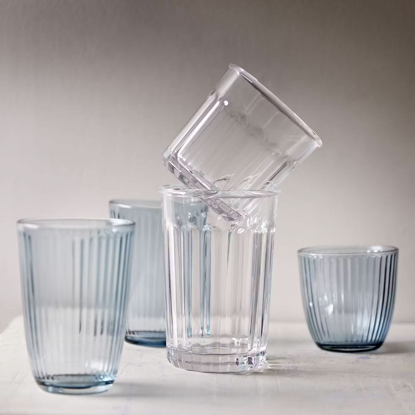 LINEE Trinkglas-Set 6er Set – Geriffelte Trinkgläser für stilvolle Tis – Wohnish