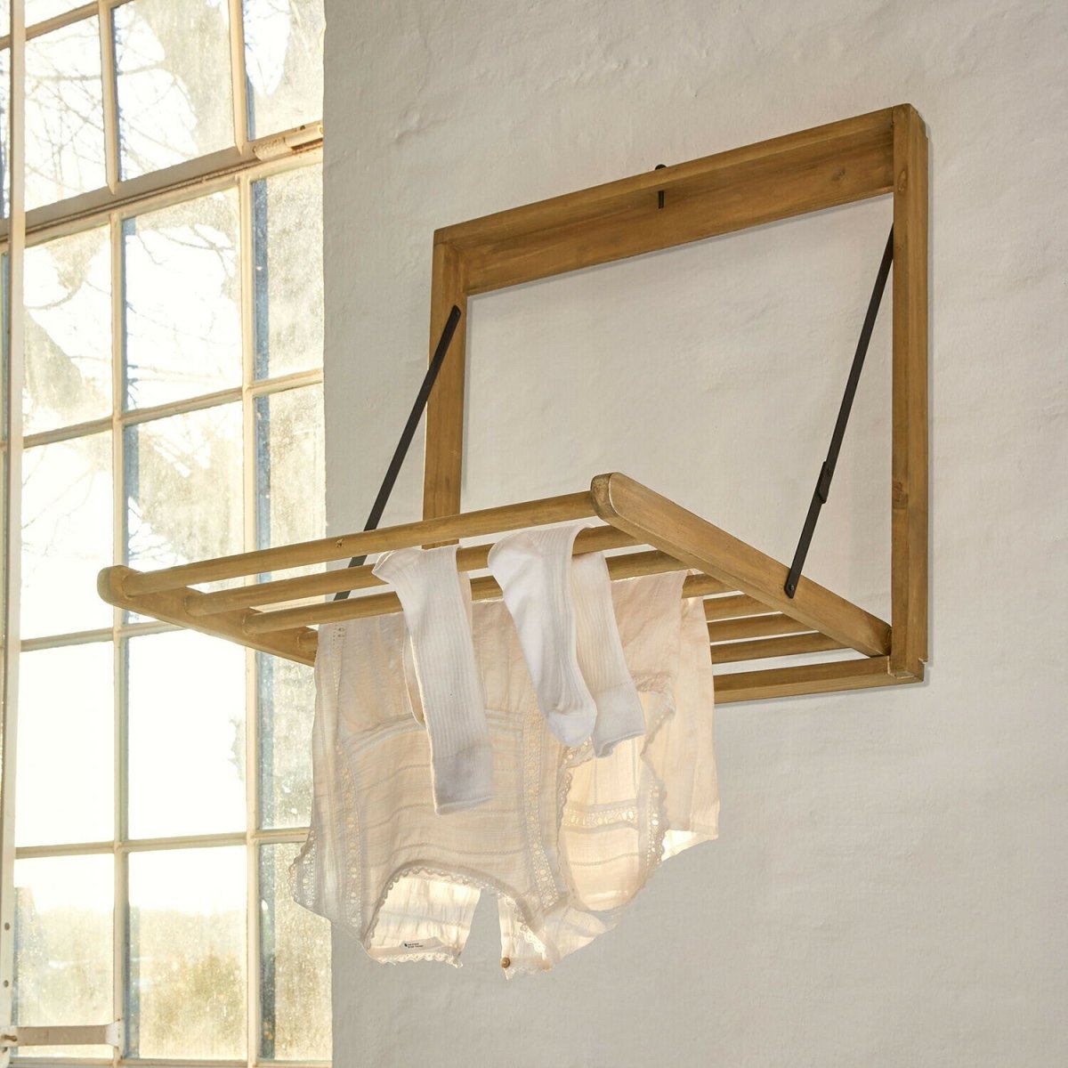 ÉLIRÈME Wand-Wäscheständer – Klappbarer Wäscheständer Aus Holz – Wohnish