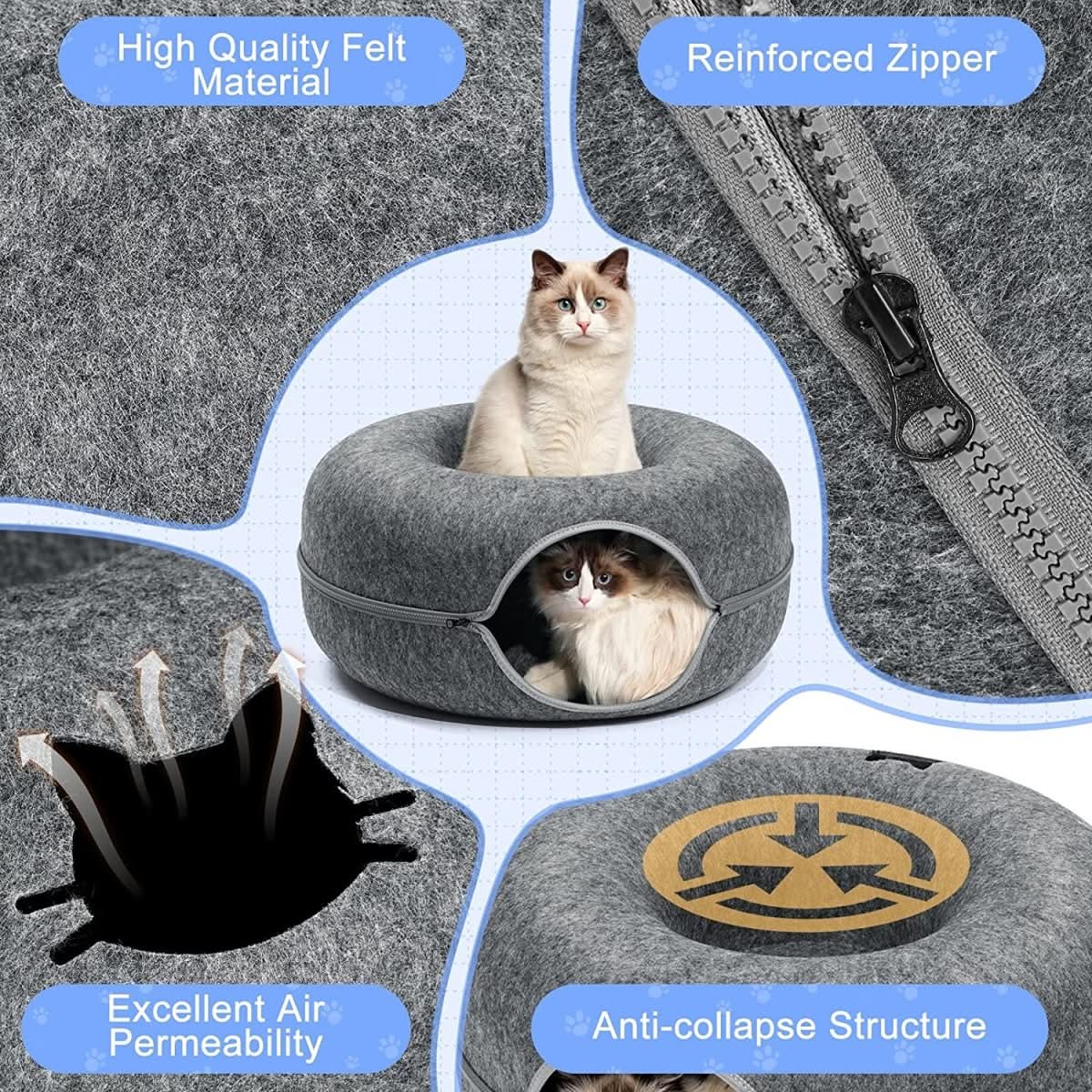 PURRFECT DEN – Lusso tunnel per gatti con cuccia e divertimento di gioco