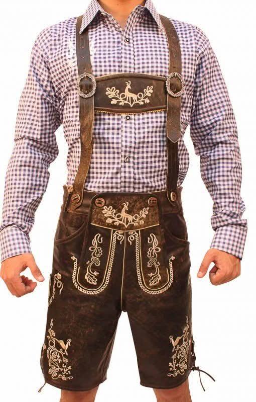 AlpenWear – Authentische kurze Suède-Lederhose für Oktoberfest und Festlichkeiten