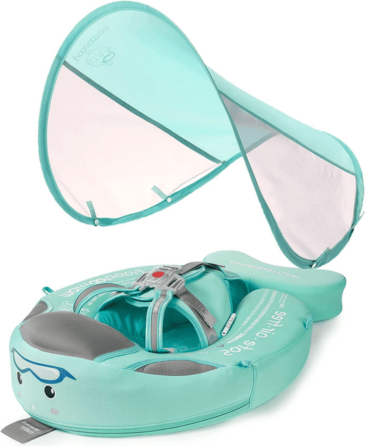 Baby Swim Ring with Canopy – Aufblasbarer Babyschwimmring mit Sonnenschutz & Tierdesign | Für sicheres Planschen im Sommer