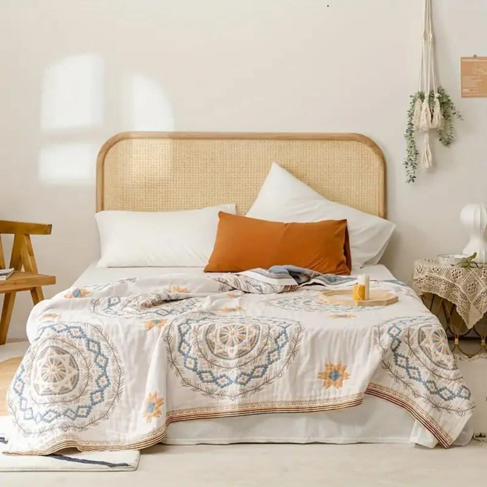BohoHaven Blanket – Baumwoll-Decke mit Mandala-Muster für drinnen & draußen