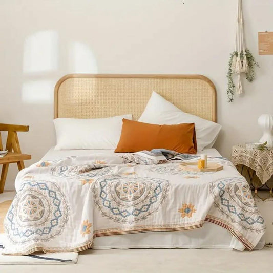BohoHaven Blanket – Baumwoll-Decke mit Mandala-Muster für drinnen & draußen