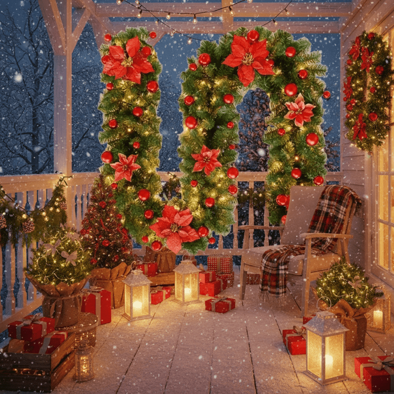 FESTITWINE – Beleuchtete Rattan-Weihnachtsgirlande mit warmweißen LED-Lichtern – Wohnish