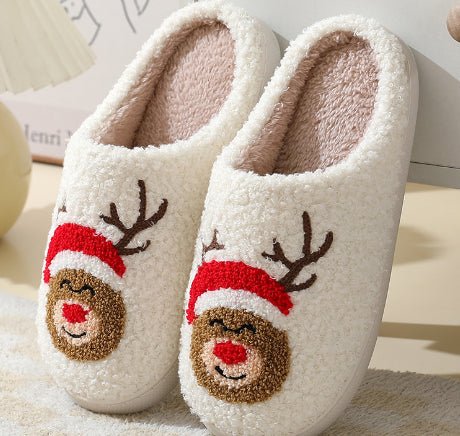 FESTISTEPS - Warme Rutschfeste Hausschuhe Damen Herren Kinder mit Hirschdruck 11