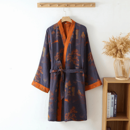 Kimono Cotton Gaze Bathrobe – Retro Bademantel im Unisex-Design