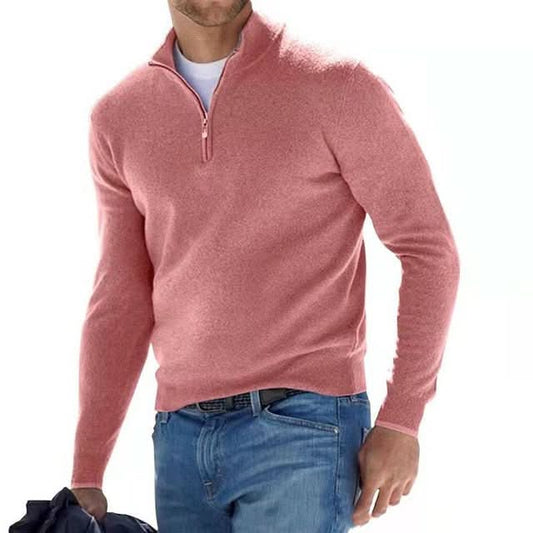 Merino Zip V-Neck Pullover – Herrenpullover aus Merinowolle mit Reißverschluss