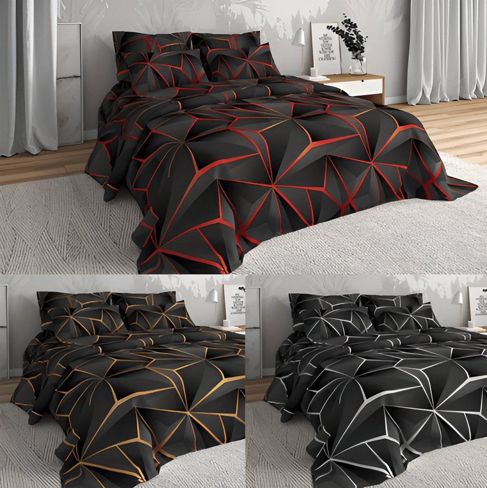 CLOUDLUX - Flauschiges 3D-gedrucktes Karo-Bettwäscheset