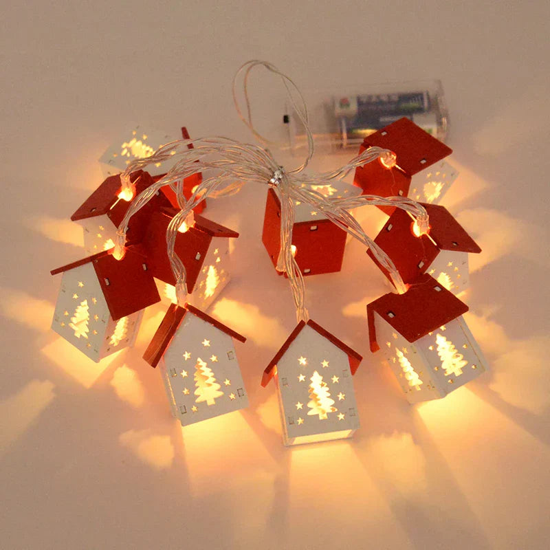 LED Holz-Weihnachtshäuser Dekorationsset mit warmem Lichteffekt für fe – Wohnish