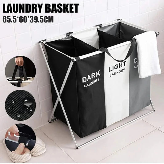 TRISORT LAUNDRY BASKET – Faltbarer Wäschekorb mit 3 Fächern – Platzsparende Wäscheorganisation für Zuhause