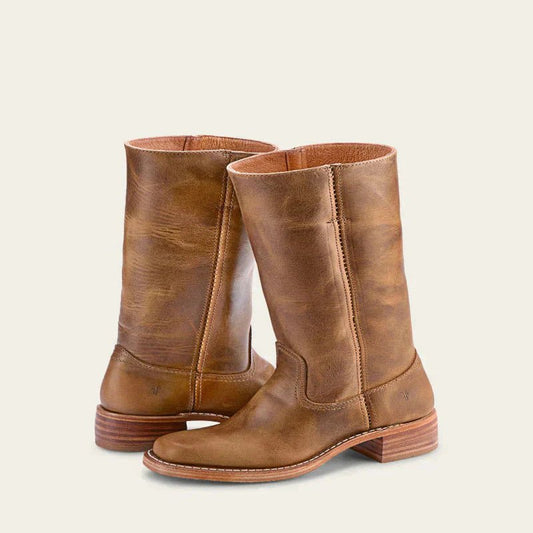 URBANOIR – Zeitlose Damenstiefel aus schwarzem Leder mit klassischem Blockabsatz 0