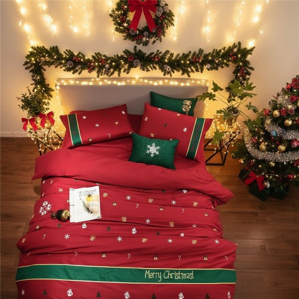 MERRYSHEETS – Weihnachts-Bettbezug-Set aus 100 % ägyptischem Perkal