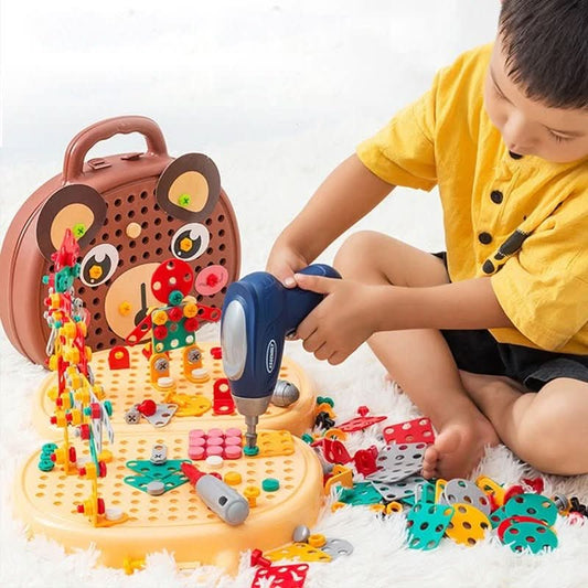Mini Builder Tool Kit – 203-teiliges Konstruktionsspielzeug mit Mini-Bohrmaschine für Kinder ab 6 Jahren