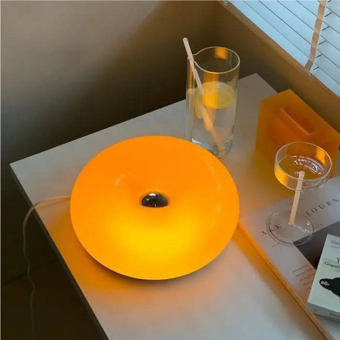 LÁMPARA DE MESA MODERNA DONUT – Lámpara de mesa donut elegante con regulador táctil y 3 colores de luz