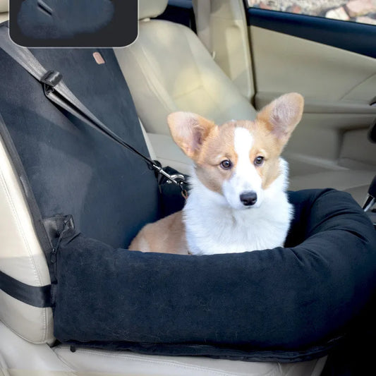 Hundesitz im Auto – Sicherheits-Sitz für Hunde mit Riemen und Weichem Polster