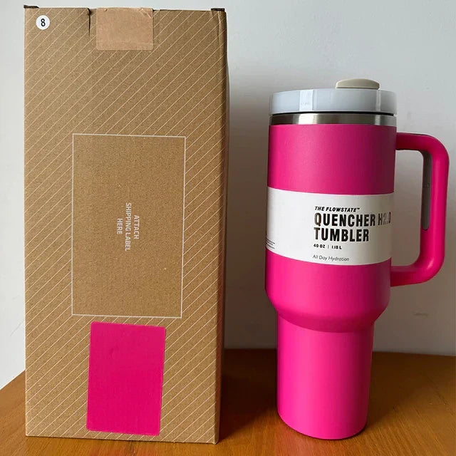 Isolierter Edelstahl Reisebecher – 40oz Großer Becher Mit Griff, Auslaufsicherem Deckel & Strohhalm