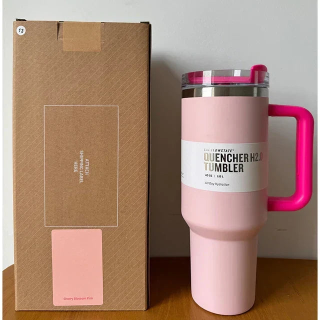 Isolierter Edelstahl Reisebecher – 40oz Großer Becher Mit Griff, Auslaufsicherem Deckel & Strohhalm