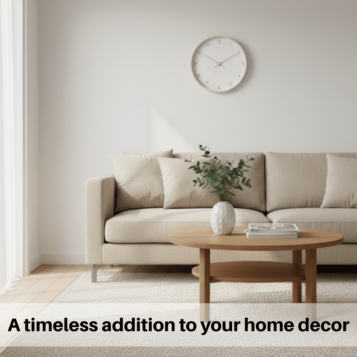 TIMEVUE – Horloge murale analogique en bois avec mouvement silencieux