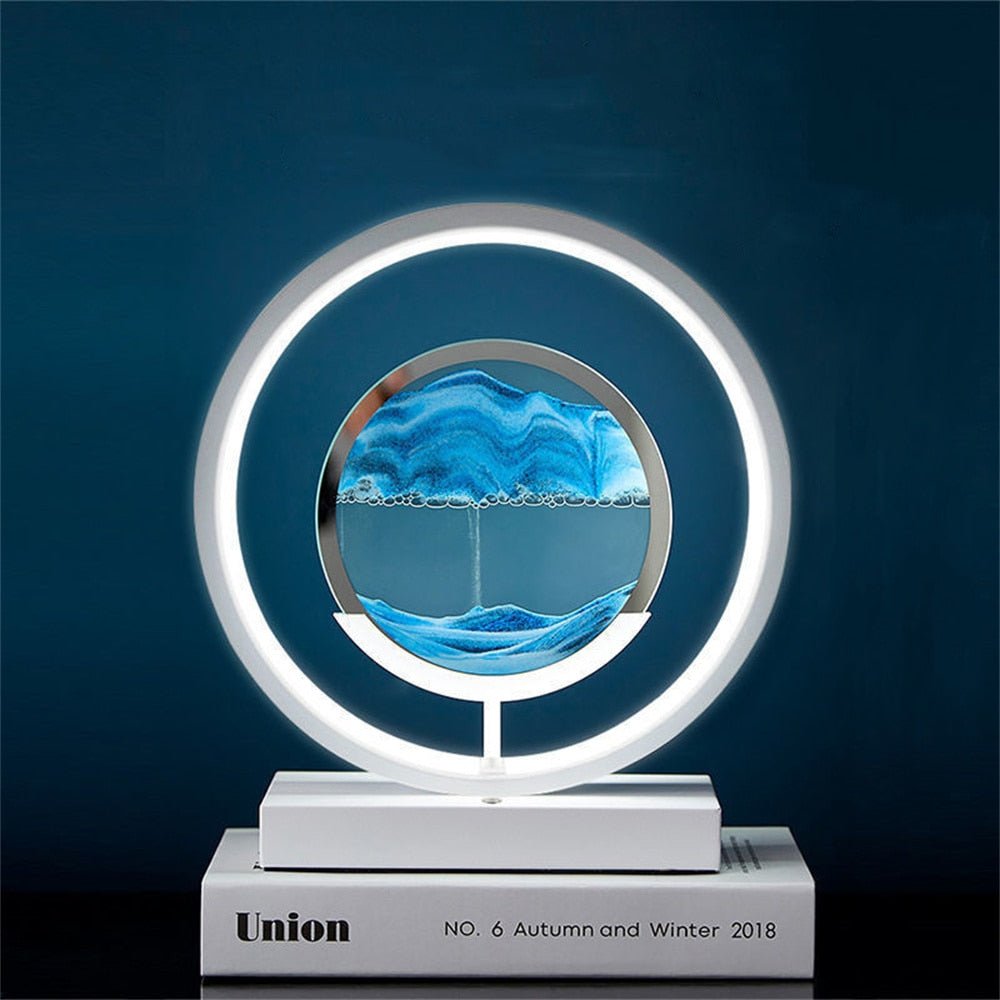3D LED Sandkunst Tischlampe mit USB-Ladung und Aluminiumrahmen für entspannendes Ambiente