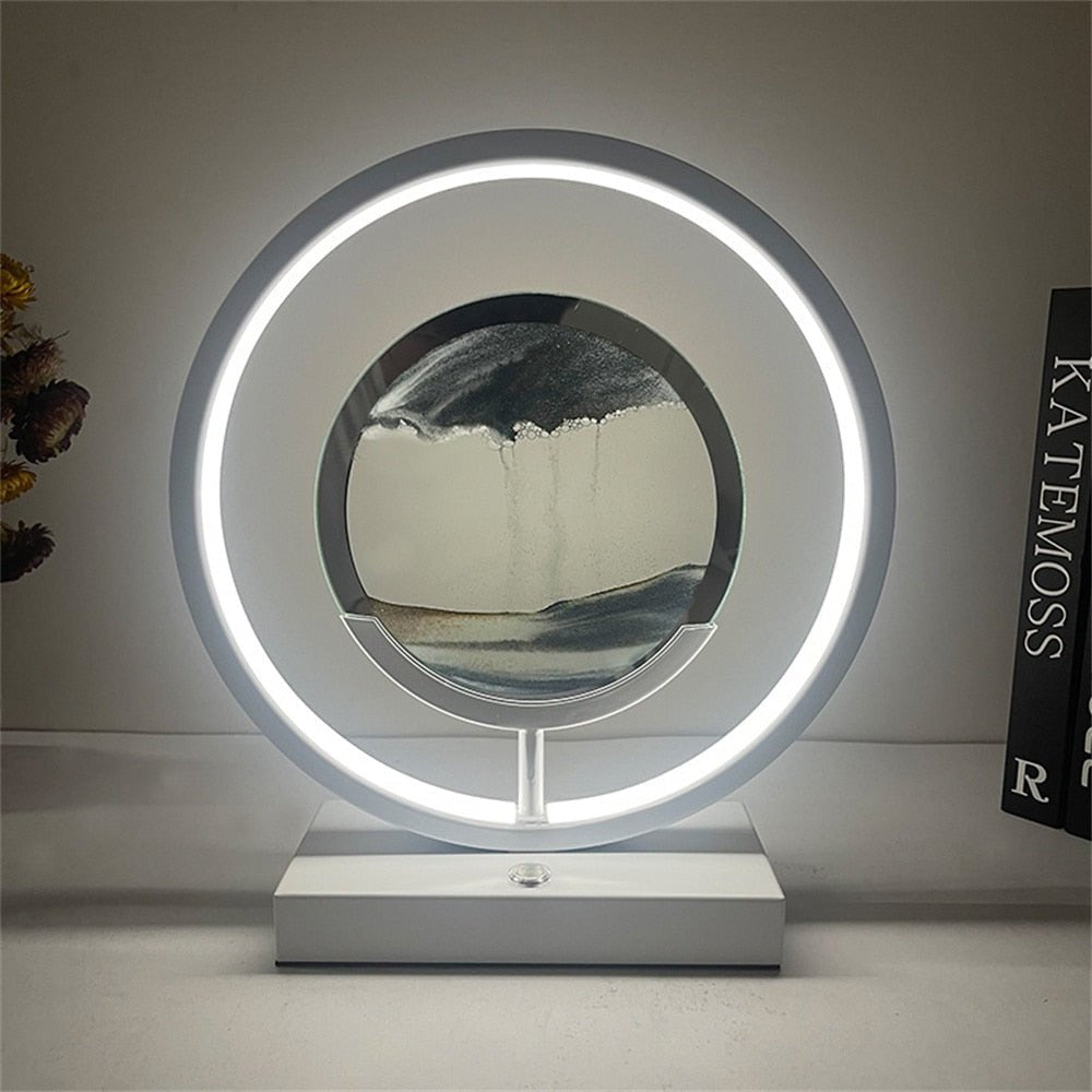 3D LED Sandkunst Tischlampe mit USB-Ladung und Aluminiumrahmen für entspannendes Ambiente