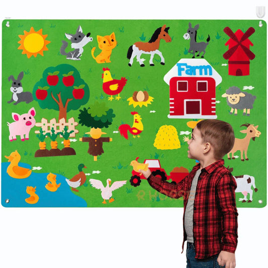TAVOLA IN FELTRO ANIMALI – Tavola in feltro per apprendimento creativo e senza schermo dai 3 anni in su