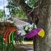 Hängende Pflanzenschale – Bunte Hühner Design Gartendeko-6