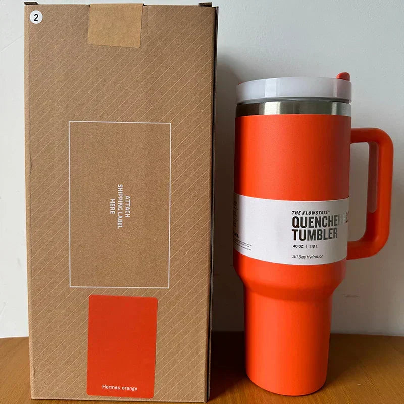 Isolierter Edelstahl Reisebecher – 40oz Großer Becher Mit Griff, Auslaufsicherem Deckel & Strohhalm