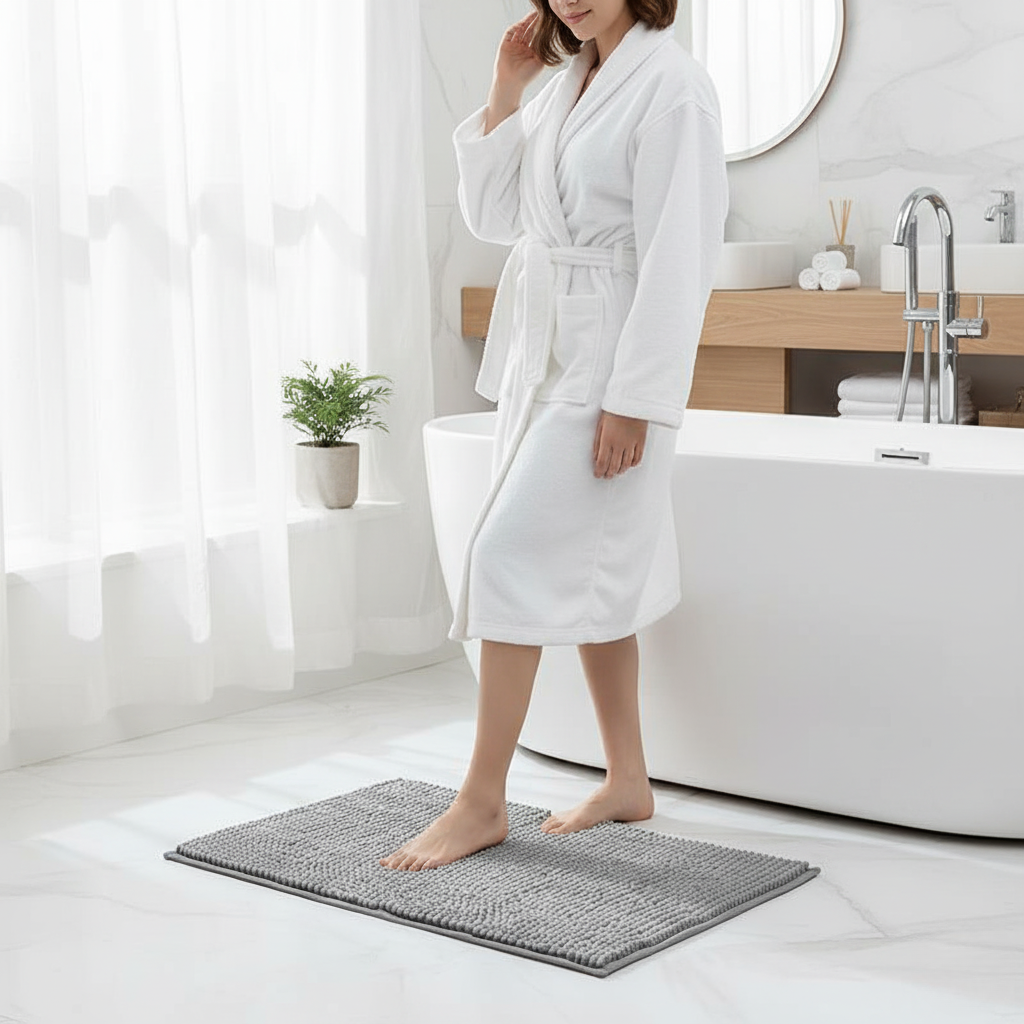SOFTCLOUD Luxus-Chenille-Badematte – Weich & Rutschfest für Badezimmerkomfort