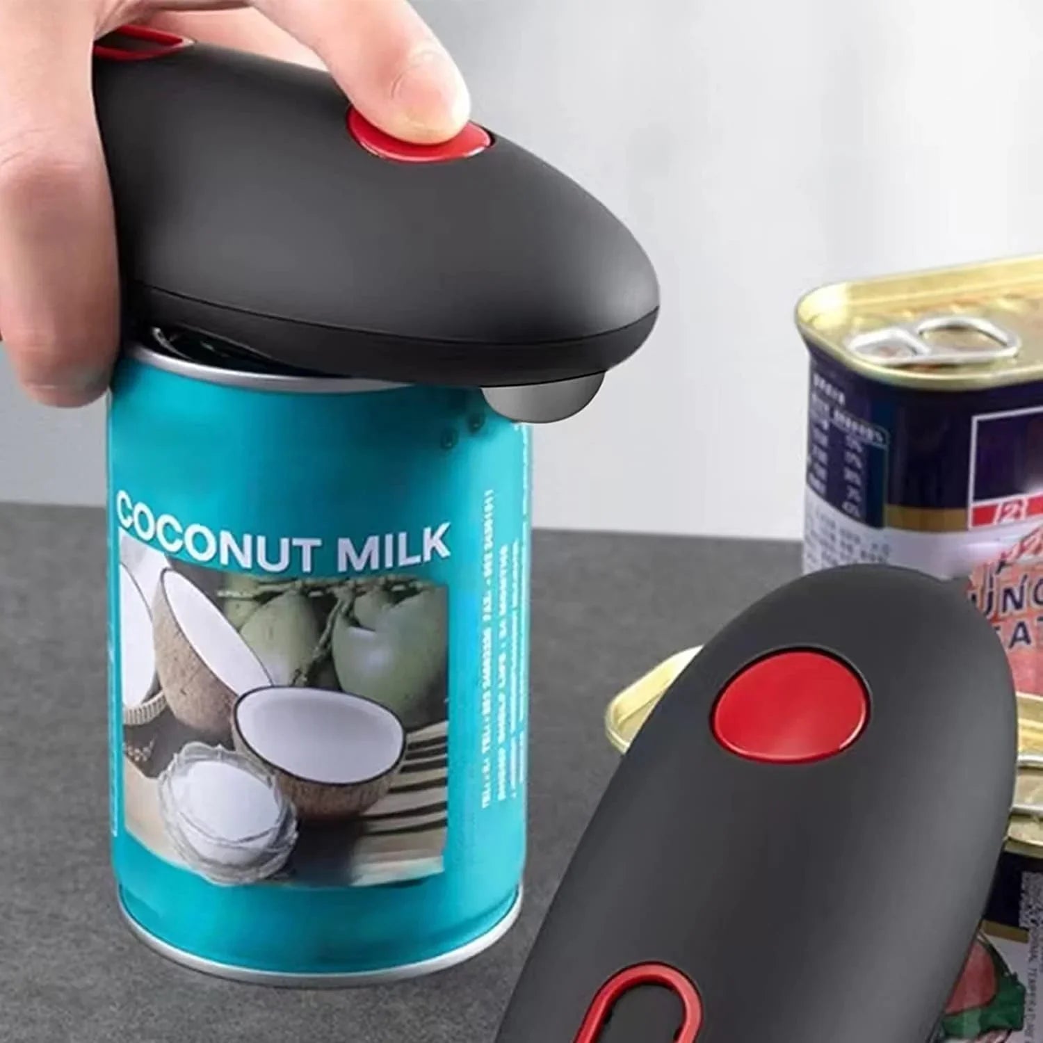 Automatischer Dosenöffner mit Ergonomischem Griff und Ein-Knopf-Bedienung