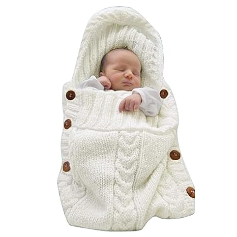 Hugnest Écharpe pour Bébé – Sac de Couchage Douillet pour Nouveau-né avec Capuche en Beige