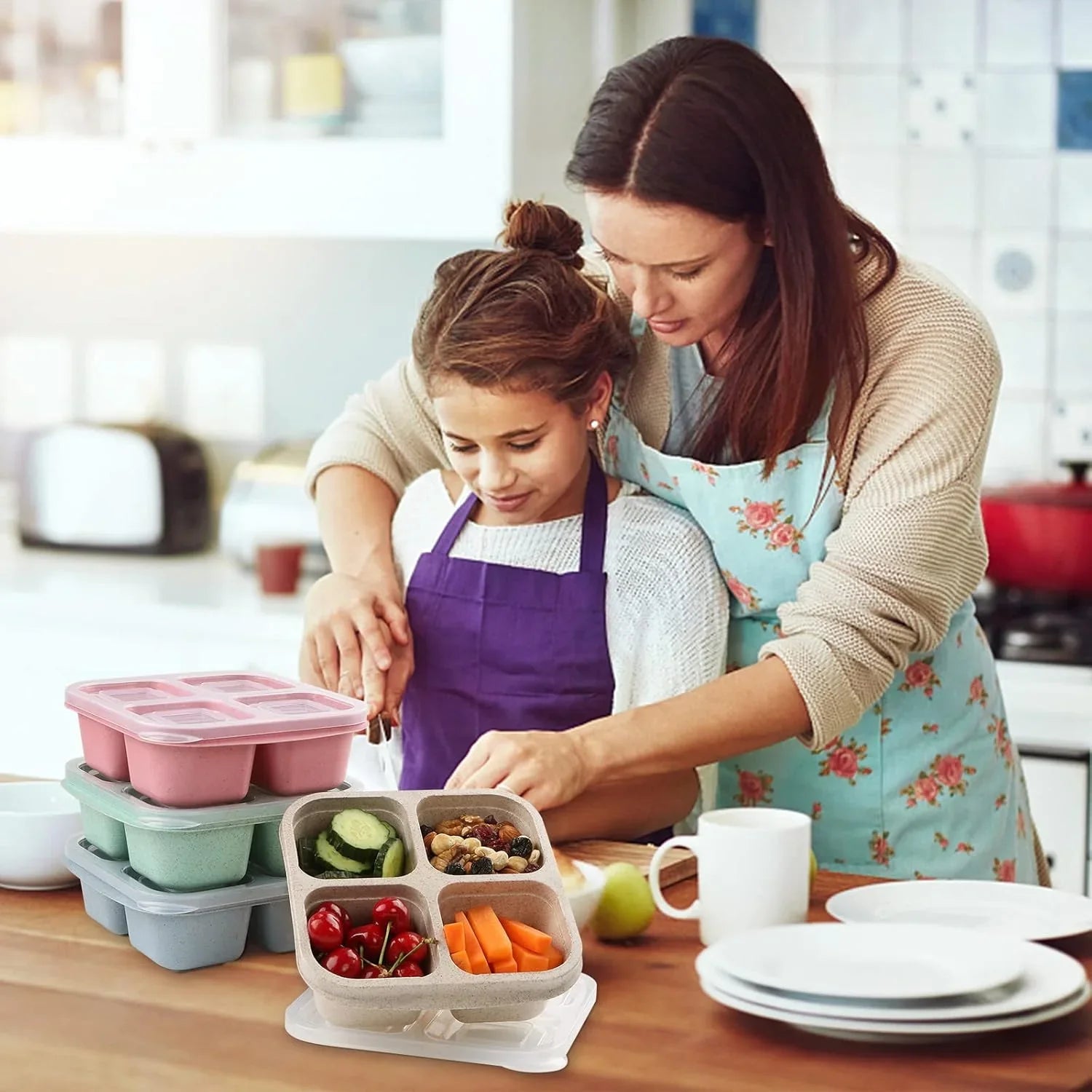 Bento-Style 4-Fach Meal-Prep-Boxen im 4er-Pack – Nachhaltig und Praktisch