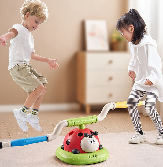 PlayMax ensemble de jeu 3-en-1 – corde à sauter, lancer d'anneaux & fusée à pédales pour intérieur & extérieur