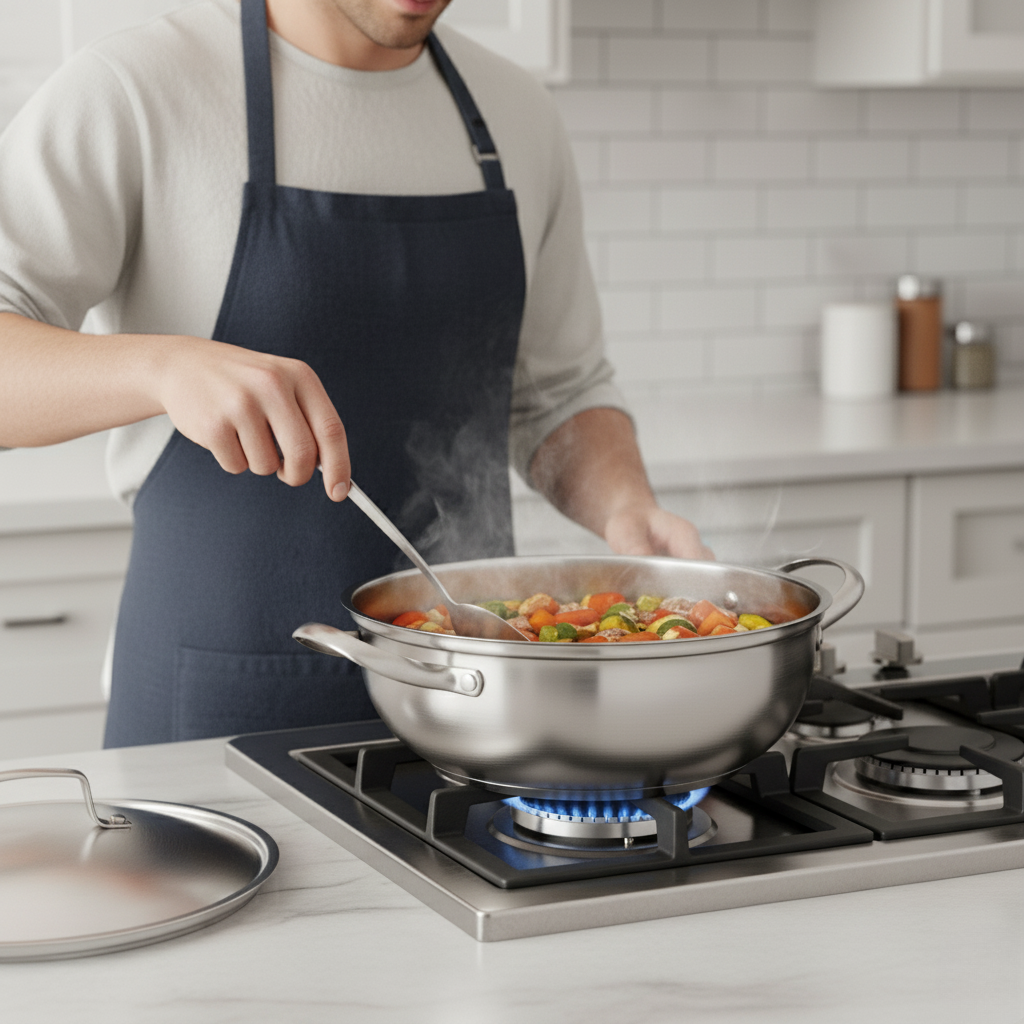 EcoHeat – Edelstahl-Kochtopf 26 cm mit gleichmäßiger Wärmeverteilung