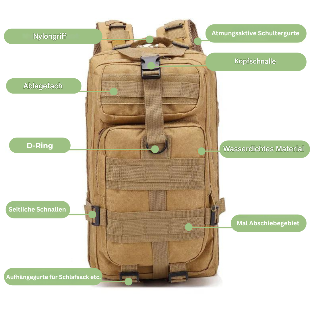 AdventurePack – Zaino tattico da 50 L con scomparto per laptop e protezione antifurto