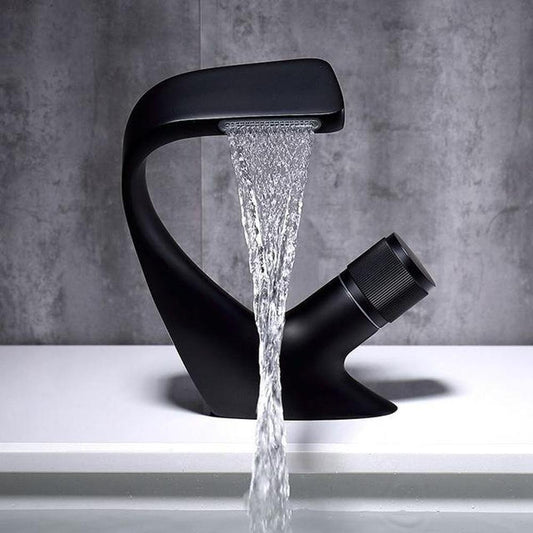AQUACASCADE Rubinetto per lavabo a cascata – Elegante miscelatore monocomando con effetto spa per il tuo bagno
