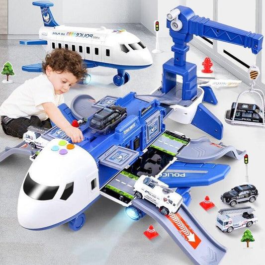 Abenteuer-Flugzeug- und Fahrzeug-Spielset für Kinder – Robuste Spielzeugflugzeuge und -autos | Fantasievolles Lernspiel für Kleinkinder und Kinder 0