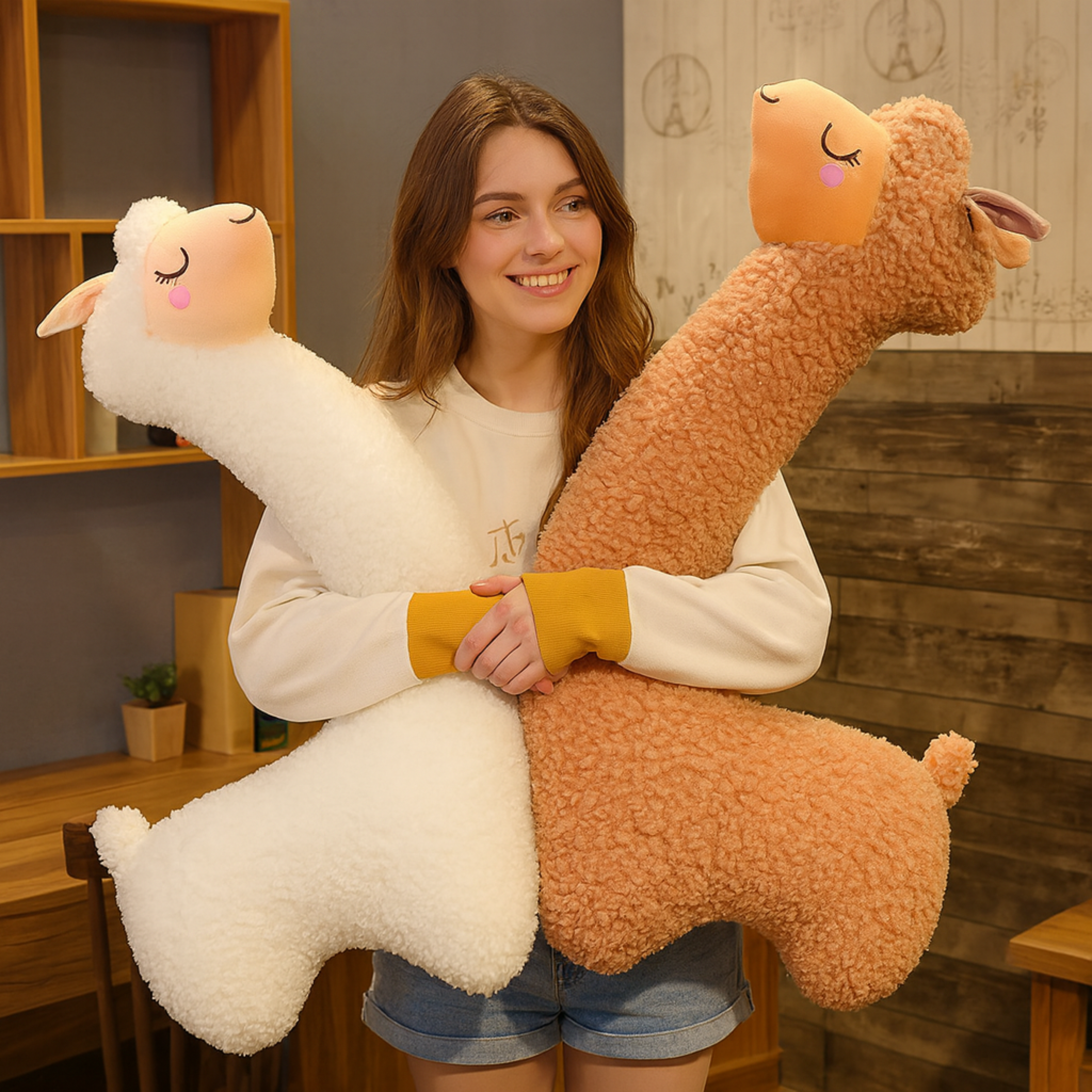 CUDDALPACA – Weiches Alpaka-Plüschtier 130 cm für Kinder & Dekoration