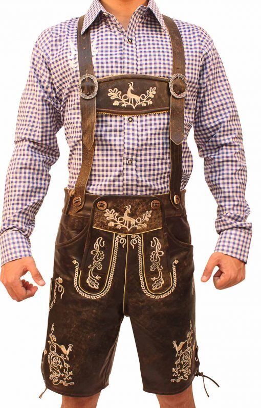 AlpenWear – Authentische kurze Suède-Lederhose für Oktoberfest und Festlichkeiten