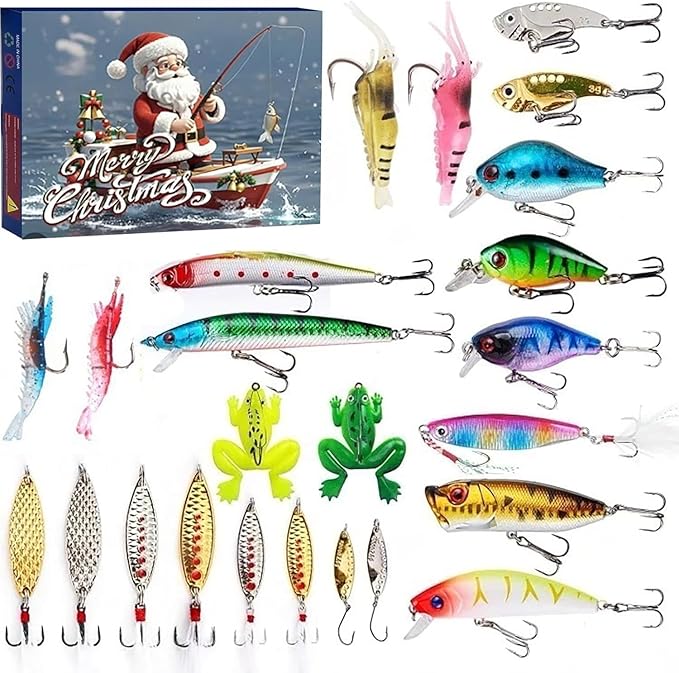 FISHMAS – Set de equipo de pesca para cuenta regresiva de 24 días de Navidad 2025
