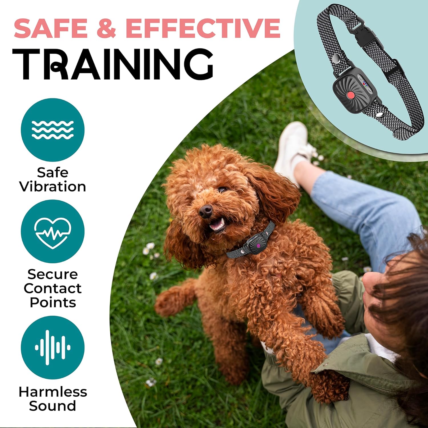 PETCALM Mini – Collier anti-aboiement pour petits chiens avec son et vibration