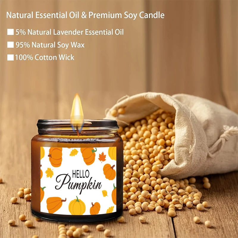 AutumnGlow – Candela profumata in cera di soia con design autunnale