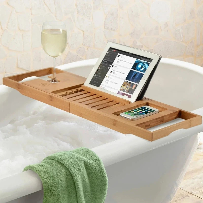 BAMBOREST – Adjustable Bamboo Bathtub Caddy | Functional & Elegant Organizer for Bathroom Accessories 5