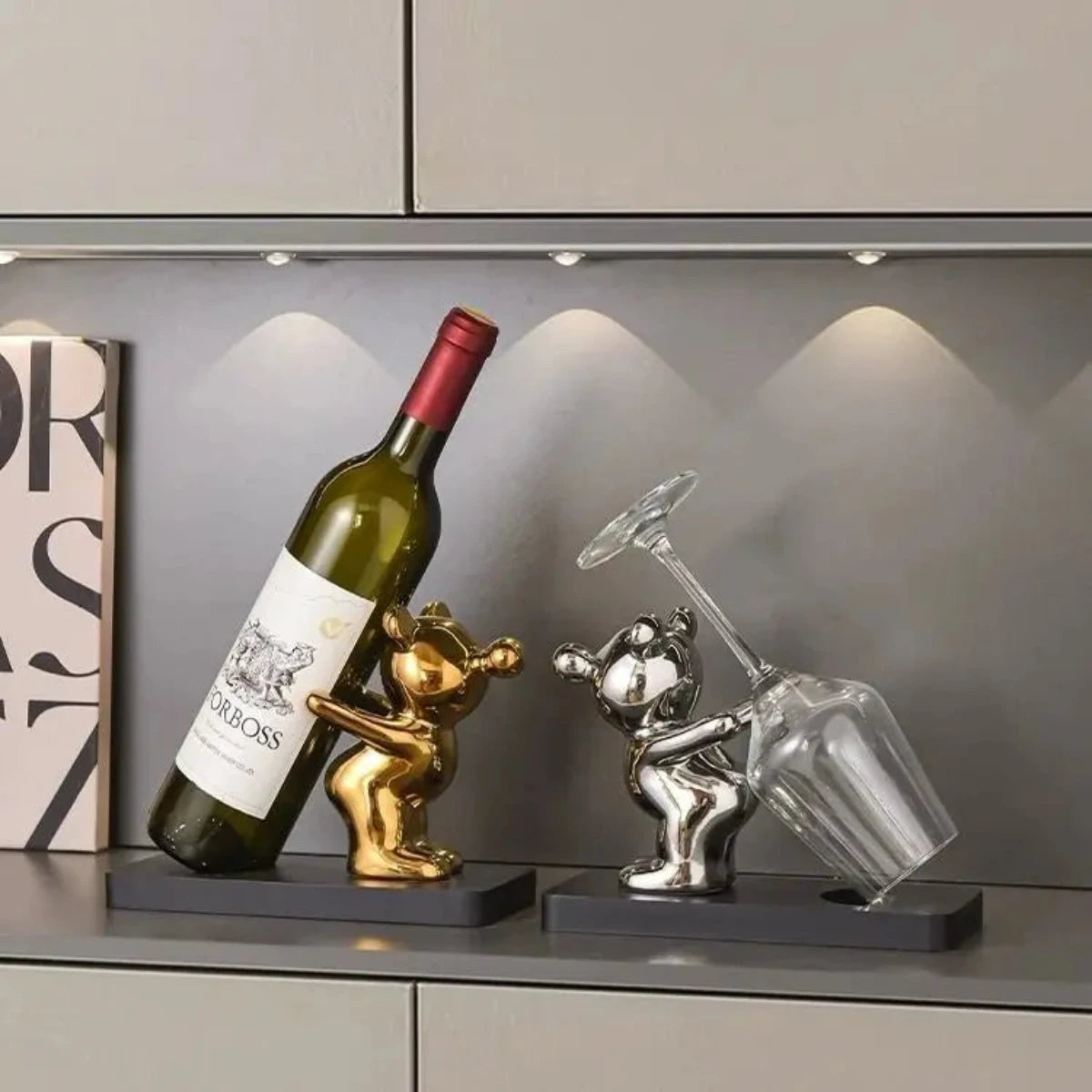BEARWINE Scaffale – Elegante portabottiglie in ceramica a forma di orso per una conservazione raffinata delle bottiglie