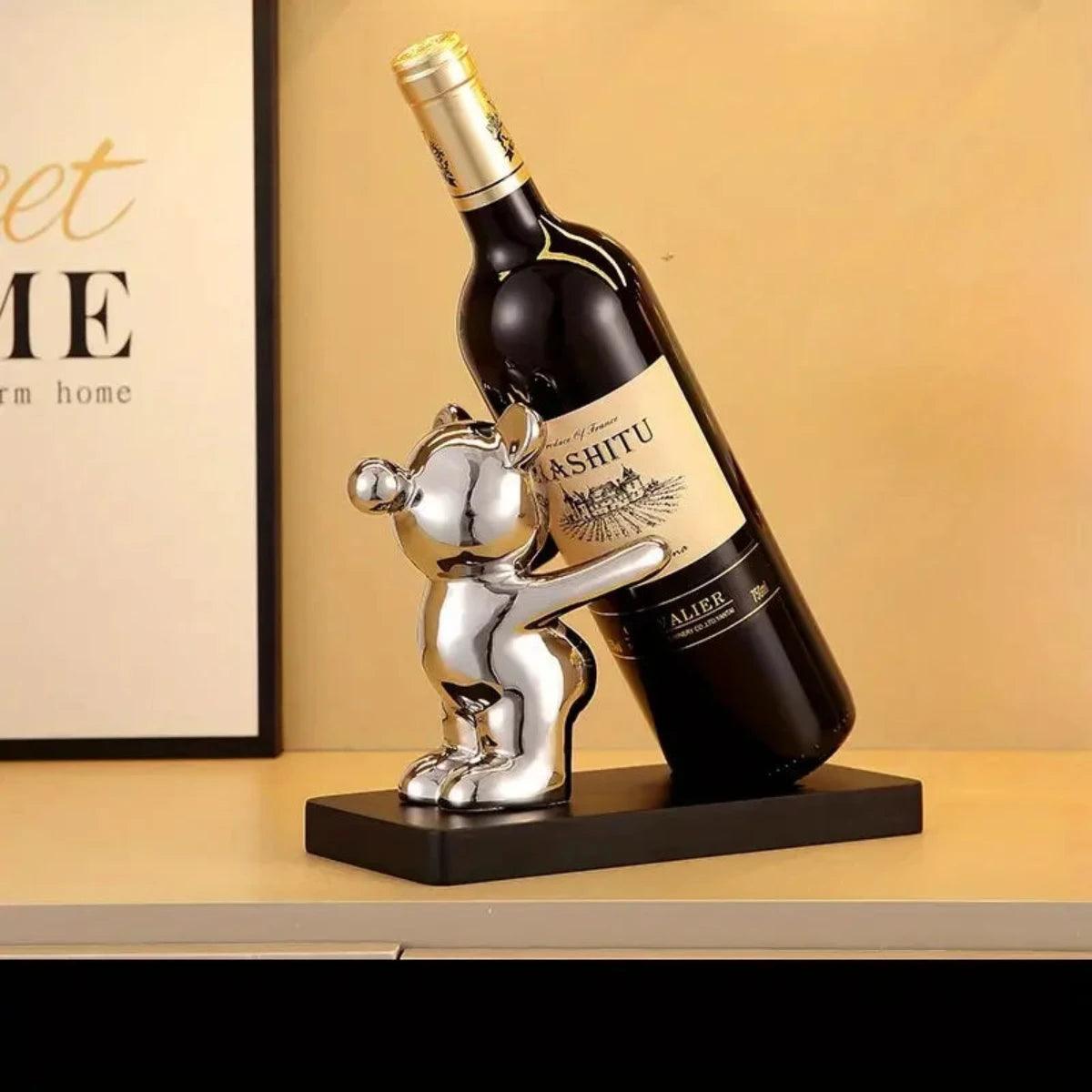 BEARWINE Scaffale – Elegante portabottiglie in ceramica a forma di orso per una conservazione raffinata delle bottiglie