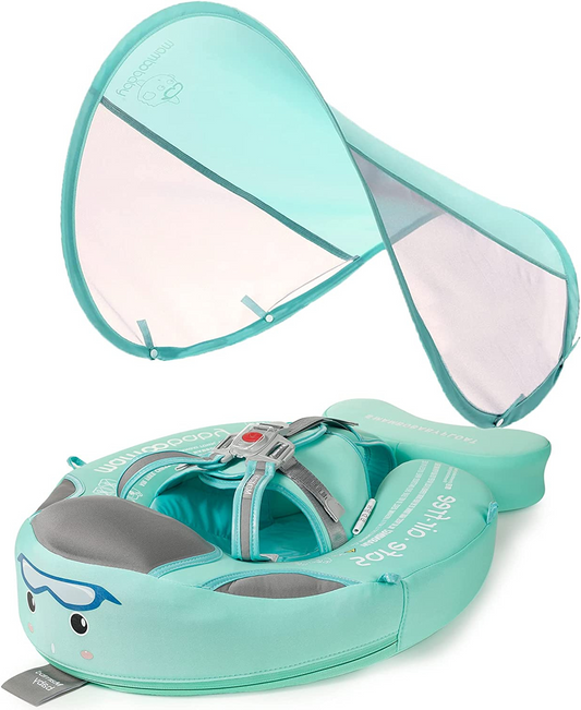 Anello da nuoto per bambini con tettuccio – Anello gonfiabile per neonati con protezione solare e design animale | Per un bagnetto sicuro in estate