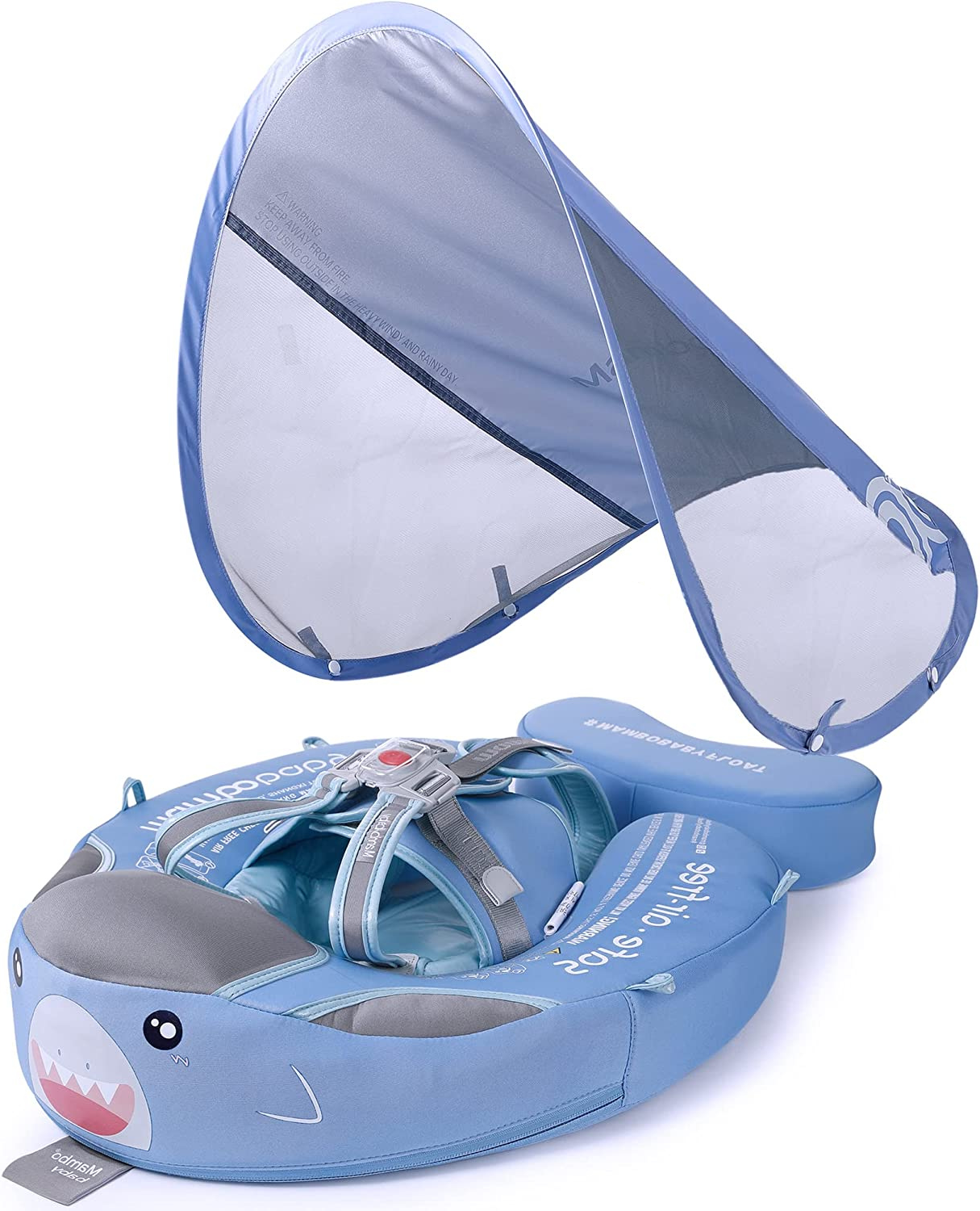 Anello da nuoto per bambini con tettuccio – Anello gonfiabile per neonati con protezione solare e design animale | Per un bagnetto sicuro in estate