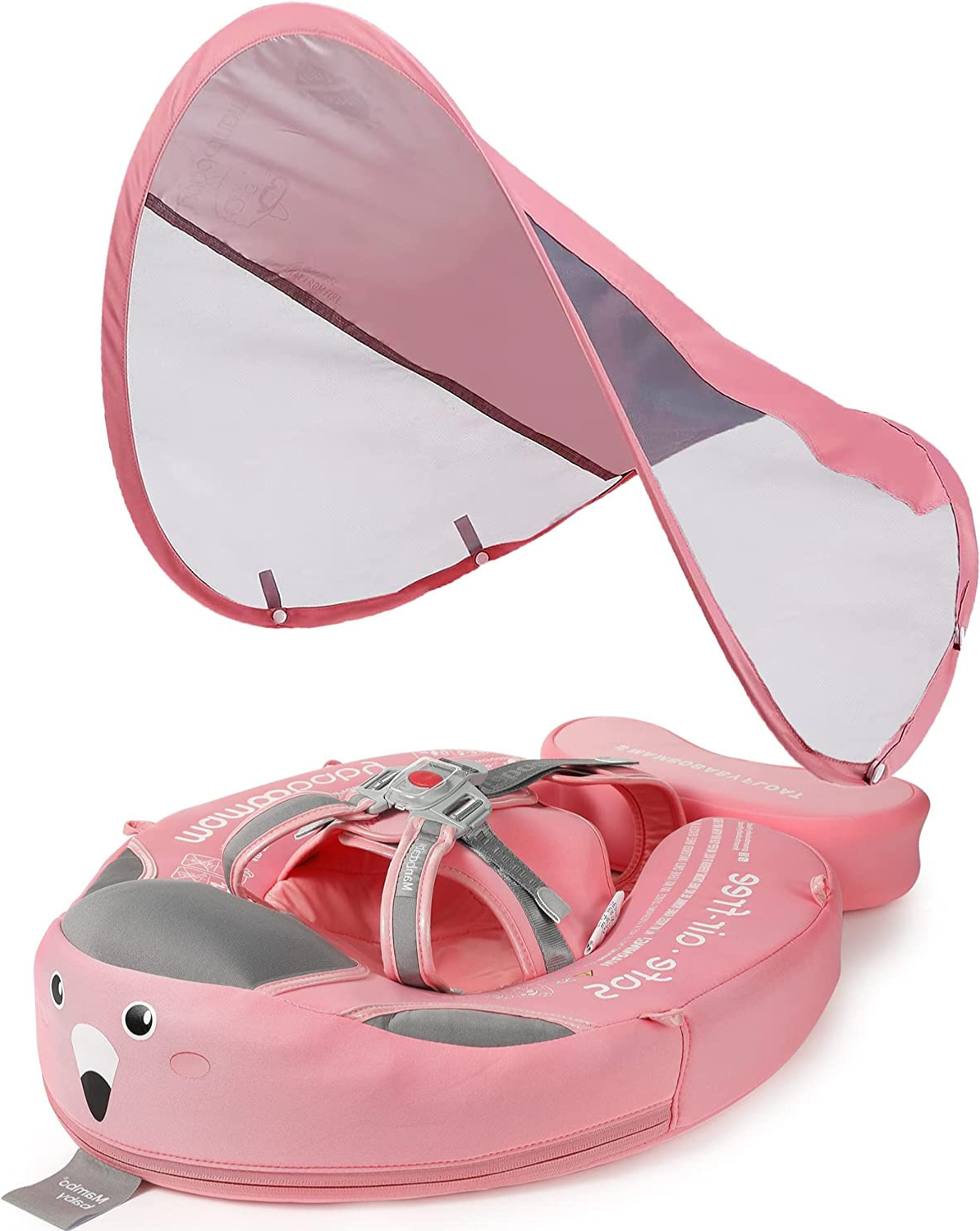Anello da nuoto per bambini con tettuccio – Anello gonfiabile per neonati con protezione solare e design animale | Per un bagnetto sicuro in estate