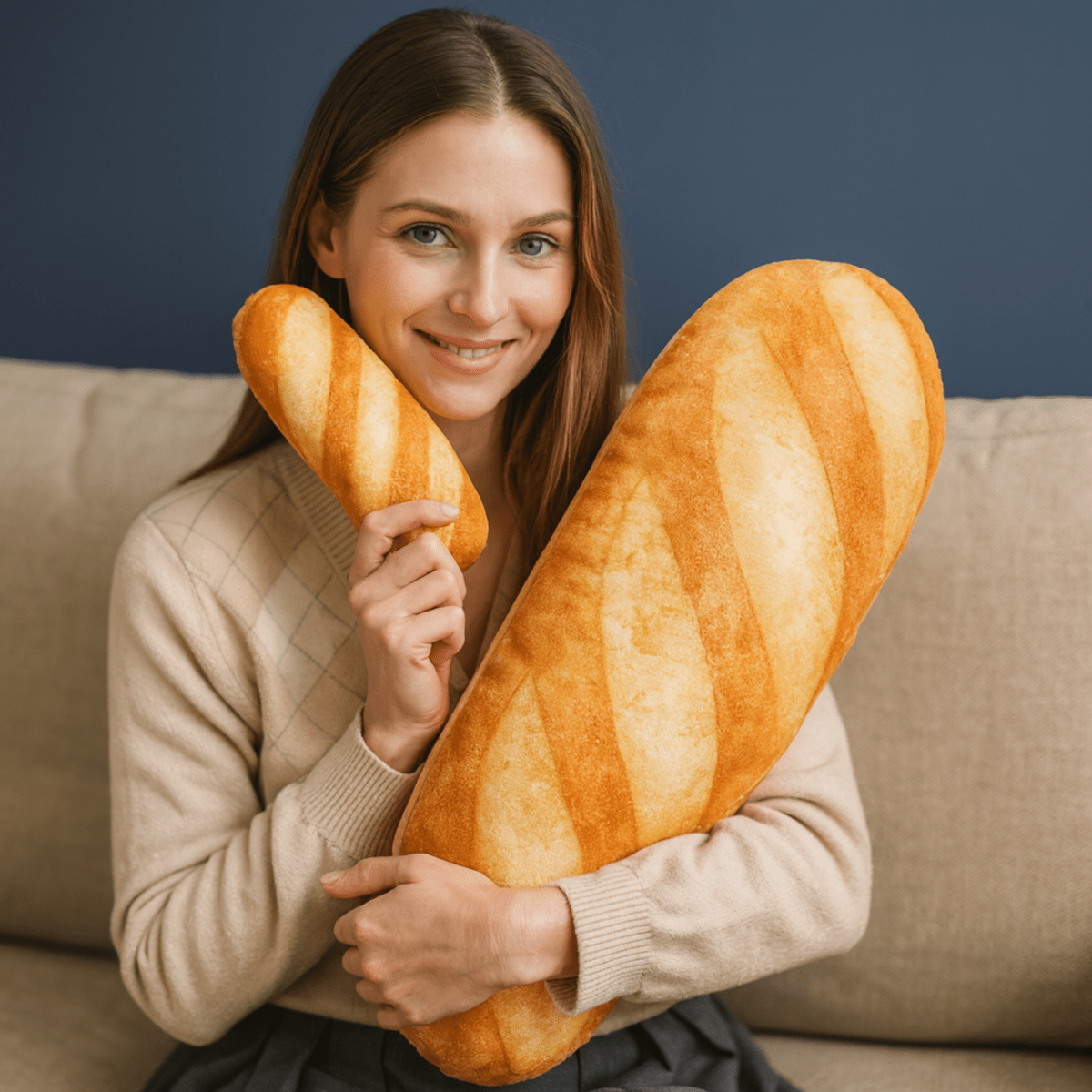 LOAFLINA – Plüschkissen im Baguette-Design für Komfort & Stil