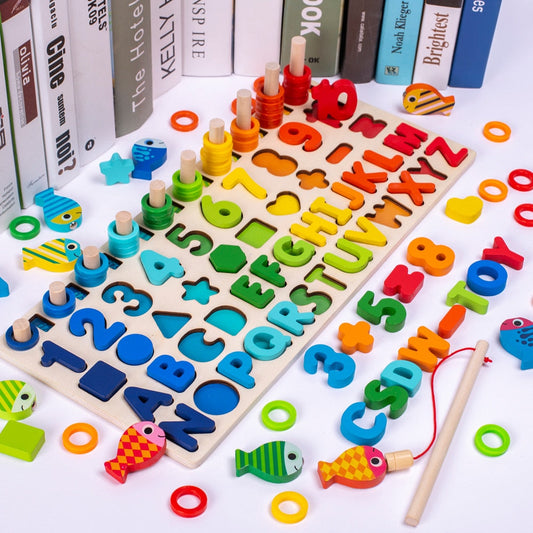 MindNest Board – Juego Montessori de aprendizaje en madera – Descubre números, formas y colores