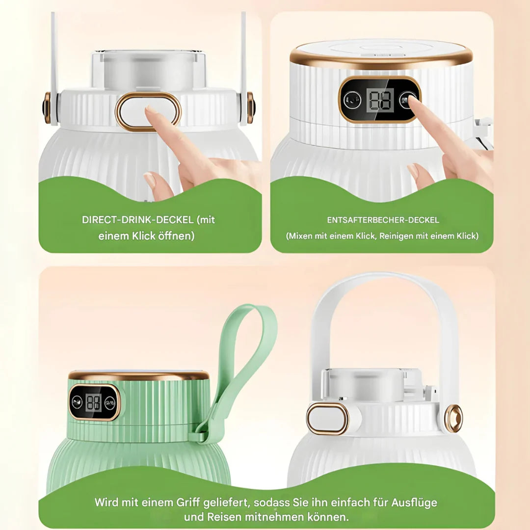 Tragbarer Multifunktionsmixer mit Doppeldeckel und USB-Ladefunktion – für Smoothies und Frischhaltedosen